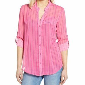 KUT from the Kloth Jasmine Pink Pinstripe Blouse